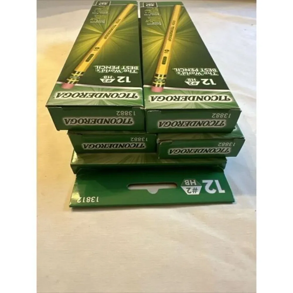 Dixon Ticonderoga Woodcase Pencils   Soft Yellow Barrel Barrel 12/Box Lot‎ Of 5